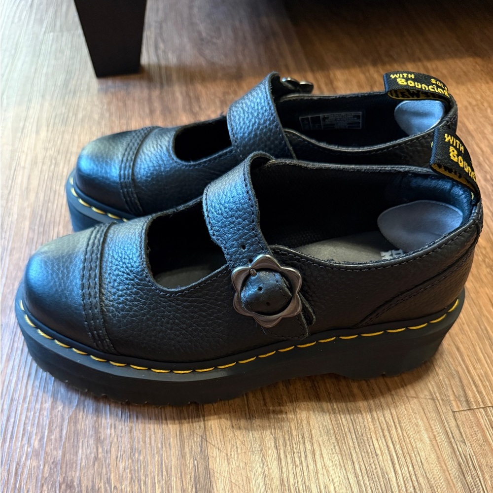 Dr. Martens Black and Yellow Mary Jane Dress Shoes